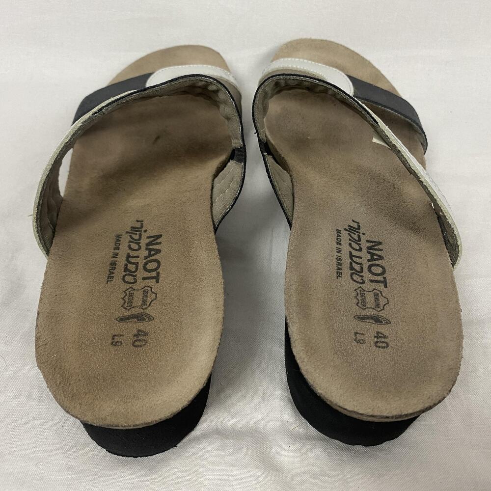 Naot Slide Sandals Womens 9 40 Black Silver Colorblock Leather Comfort Strappy - Picture 8 of 14